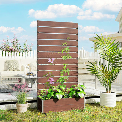 Raised Garden Bed with Trellis and Drainage Gap 90.5x38x180cm - Light Brown