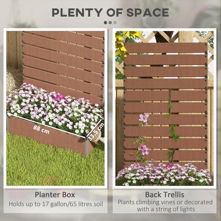 Raised Garden Bed with Trellis and Drainage Gap 90.5x38x180cm - Light Brown