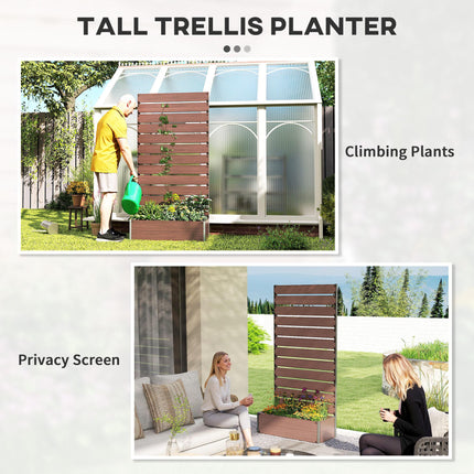 Raised Garden Bed with Trellis and Drainage Gap 90.5x38x180cm - Light Brown