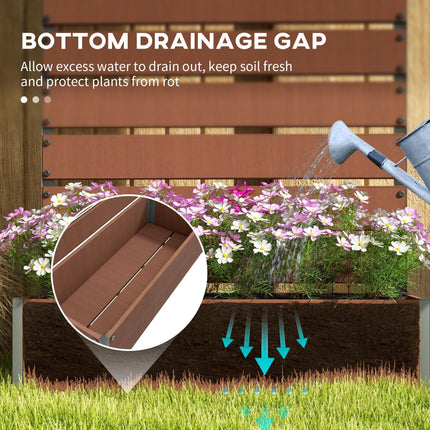 Raised Garden Bed with Trellis and Drainage Gap 90.5x38x180cm - Light Brown
