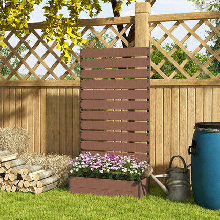 Raised Garden Bed with Trellis and Drainage Gap 90.5x38x180cm - Light Brown