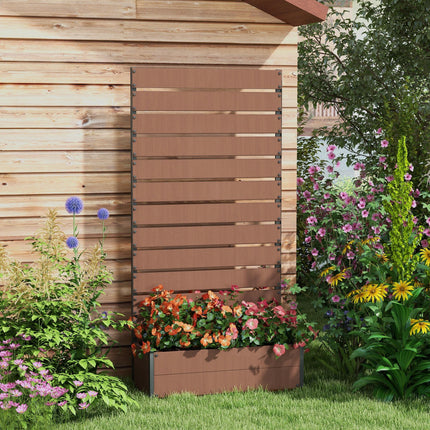 Raised Garden Bed with Trellis and Drainage Gap 90.5x38x180cm - Light Brown
