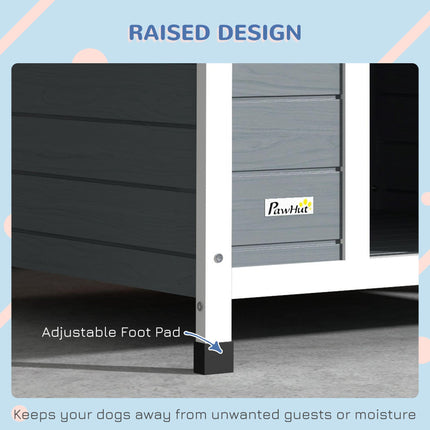 Outdoor Wooden Dog Kennel with Removable Floor for Large Dogs 106.5H x 110W x 98Dcm - Grey and Black