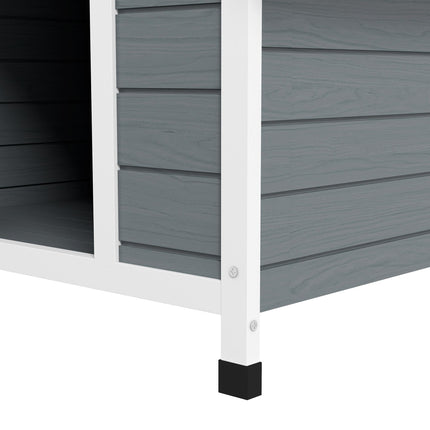 Outdoor Wooden Dog Kennel with Removable Floor for Large Dogs 106.5H x 110W x 98Dcm - Grey and Black