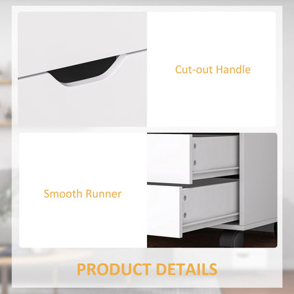 Multi-Storage Mobile Office Cabinet with Drawers and Cupboard - White