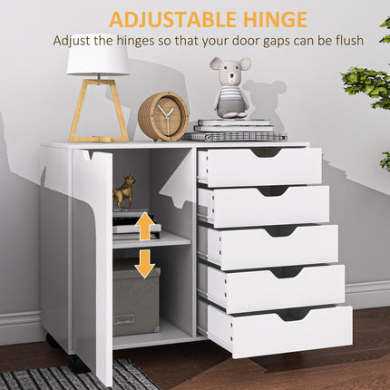 Multi-Storage Mobile Office Cabinet with Drawers and Cupboard - White