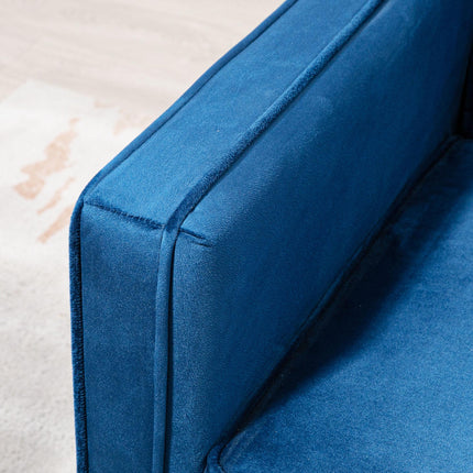 Modern Convertible Velvet-Touch Tufted Sofa Futon Loveseat with Adjustable Split Back - Blue