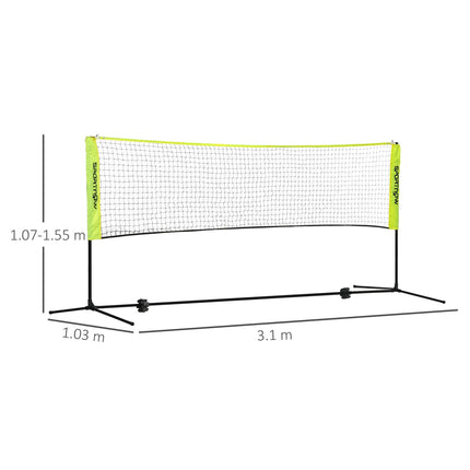 3m Height Adjustable Badminton Net for Tennis, Pickleball & Volleyball with Carry Bag - Black and Yellow