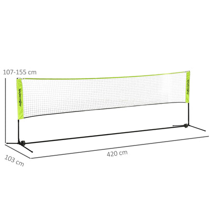 4m Adjustable Height Badminton Net for Tennis, Pickleball & Volleyball with Carry Bag - Black & Yellow
