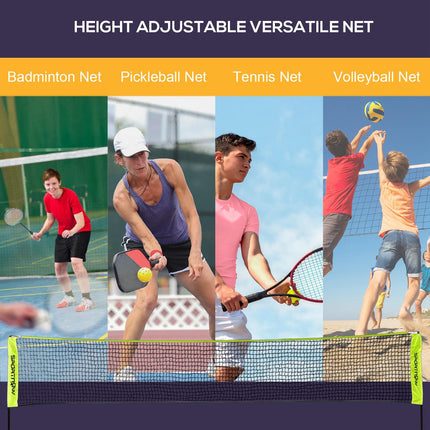 4m Adjustable Height Badminton Net for Tennis, Pickleball & Volleyball with Carry Bag - Black & Yellow
