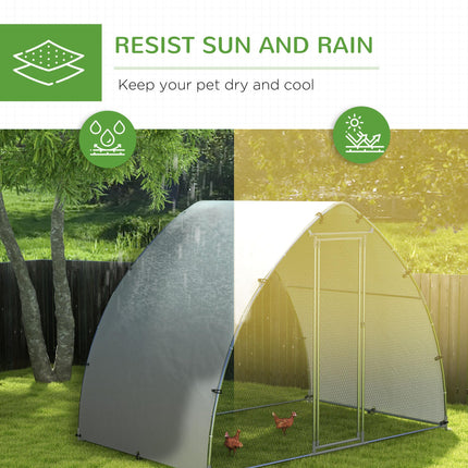 Galvanised Outdoor Chicken Coop for 4-6 Chickens, Hens, Ducks & Rabbits with Cover 3 x 1.9 x 2.2m - Silver Tone
