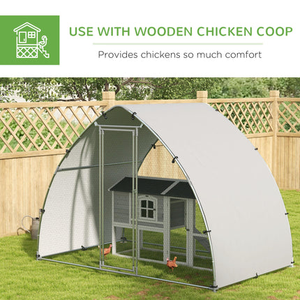 Galvanised Outdoor Chicken Coop for 4-6 Chickens, Hens, Ducks & Rabbits with Cover 3 x 1.9 x 2.2m - Silver Tone