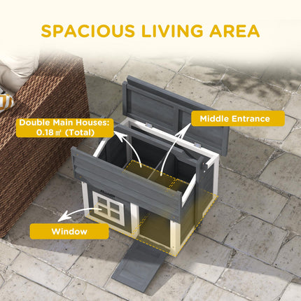 Indoor Portable Rabbit Hutch with Openable Roof and Handle - Grey