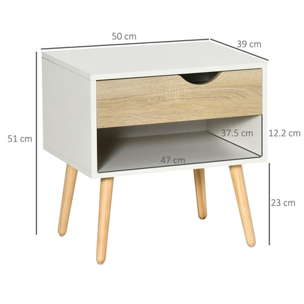 Set of 2 Modern Nightstands with Drawer and Shelf - Brown
