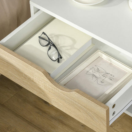 Set of 2 Modern Nightstands with Drawer and Shelf - Brown