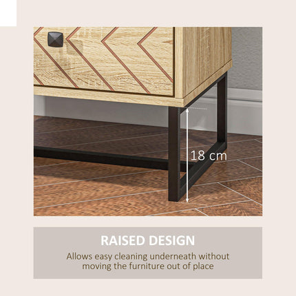 Set of 2 Zig Zag Design Bedside Tables with 2 Drawers - Natural