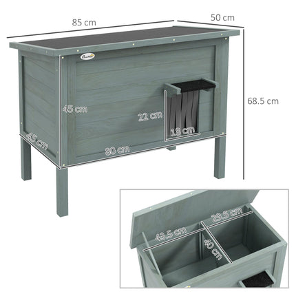 Outdoor Insulated Wooden Cat House with Removable Floor and Waterproof Roof - Charcoal Grey