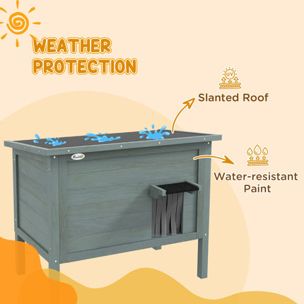 Outdoor Insulated Wooden Cat House with Removable Floor and Waterproof Roof - Charcoal Grey