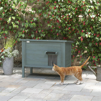Outdoor Insulated Wooden Cat House with Removable Floor and Waterproof Roof - Charcoal Grey