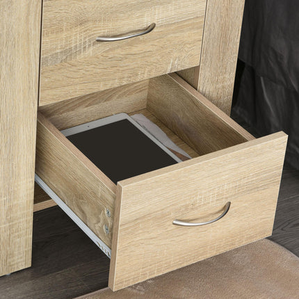 Set of 2 Sturdy Bedside Tables with Drawers and Elevated Base - Brown