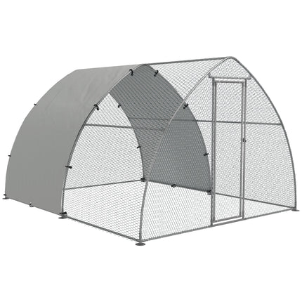Galvanised Outdoor Chicken Coop for 8-12 Chickens, Hens, Ducks, Rabbits 3 x 3.8 x 2.2m - Silver Tone