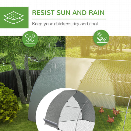 Galvanised Outdoor Chicken Coop for 8-12 Chickens, Hens, Ducks, Rabbits 3 x 3.8 x 2.2m - Silver Tone