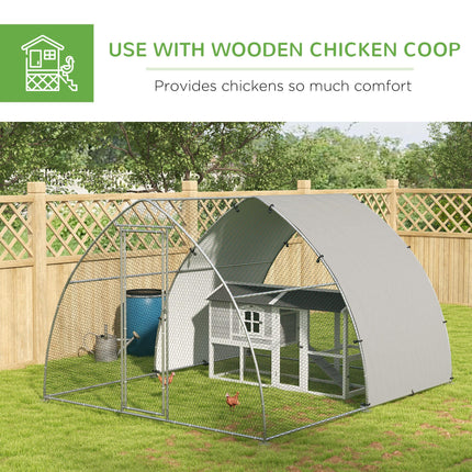 Galvanised Outdoor Chicken Coop for 8-12 Chickens, Hens, Ducks, Rabbits 3 x 3.8 x 2.2m - Silver Tone