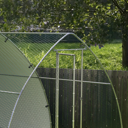 Galvanised Outdoor Chicken Coop for 8-12 Chickens, Hens, Ducks, Rabbits 3 x 3.8 x 2.2m - Silver Tone