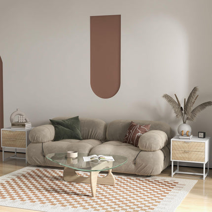 Modern Bedside Table Set with 2 Drawers and Metal Frame, Sofa Side Table for Bedroom Living Room - White and Oak