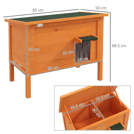 Insulated Wooden Feral Cat House with Removable Floor and Openable Roof - Orange
