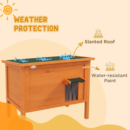 Insulated Wooden Feral Cat House with Removable Floor and Openable Roof - Orange