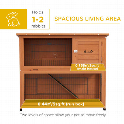 2 Tier Antiseptic Wood Rabbit Hutch with Run Outdoor - Orange