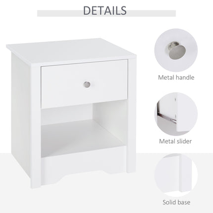 Set of 2 Modern Bedside Tables with Drawer - White