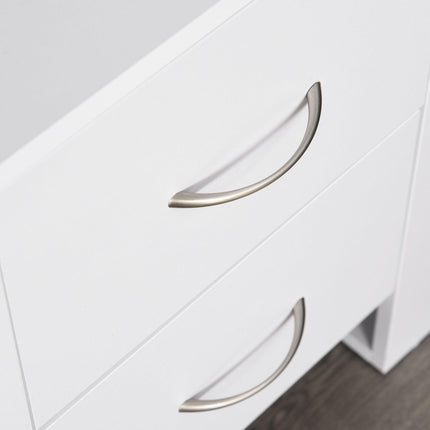 Set of 2 Bedside Tables with 2 Drawers and Handles, Elevated Base - White