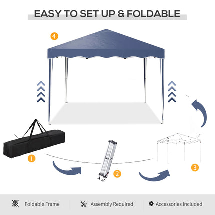 3 x 3m Pop Up Gazebo with Adjustable Steel Frame - Blue