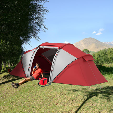 4-6 Man UV Protection Camping Tent - Grey and Red