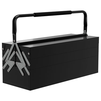 3 Tier 5 Tray Professional Portable Metal Toolbox 56x20x34cm - Black