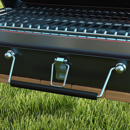 Foldable Mini Charcoal Barbecue Grill with Handle - Black