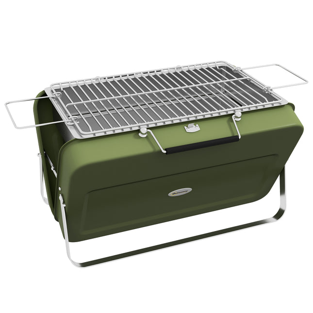 Foldable Suitcase Mini Charcoal Barbecue Grill BBQ - Green