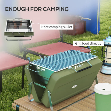 Foldable Suitcase Mini Charcoal Barbecue Grill BBQ - Green