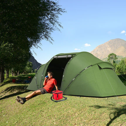4-6 Person Tunnel Tent with UV Protection and Waterproof Polyester - Dark Green