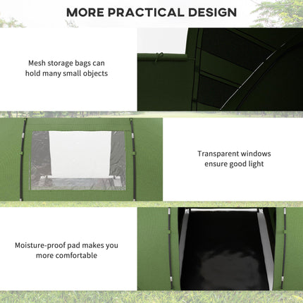 4-6 Person Tunnel Tent with UV Protection and Waterproof Polyester - Dark Green