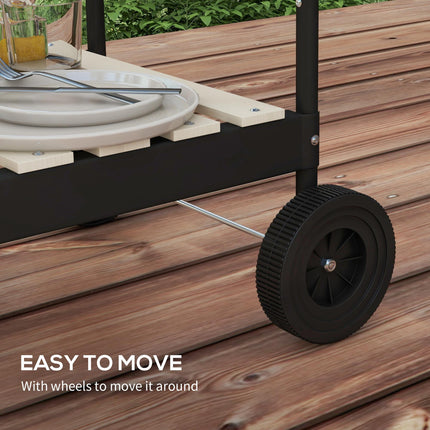 Charcoal Barbecue Grill with Adjustable Height & Ash Catcher Portable BBQ Trolley - Black