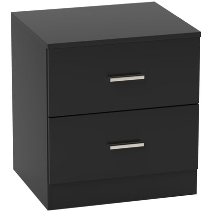 Modern Bedside Table, Beside Cabinet with 2 Drawers, for Bedroom, Living Room, Black