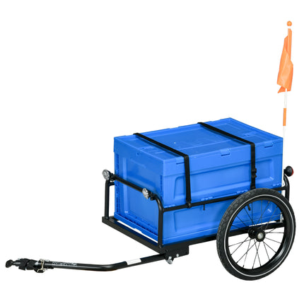Steel Bike Cargo Trailer with 65L Storage Box, Foldable Frame, 40KG Load Capacity - Blue
