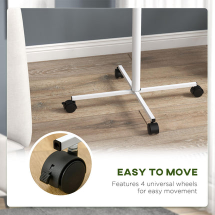 Bird Stand with Four Wheels, Stainless Steel Feed Bowls, Perches & Round Tray for Indoor Outdoor Use - White