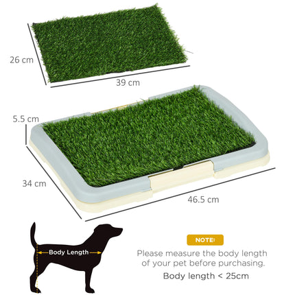 Portable Puppy Training Pad with Artificial Grass, Grid Panel & Tray 46.5 x 34cm - Blue White Green