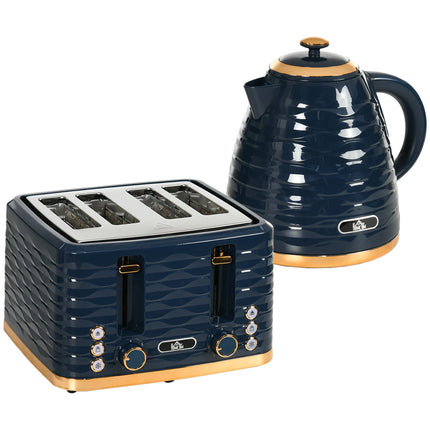 Rapid Boil 1.7L Kettle and 4 Slice Toaster Set - Blue