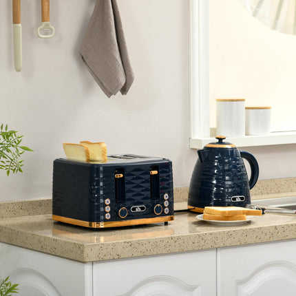 Rapid Boil 1.7L Kettle and 4 Slice Toaster Set - Blue
