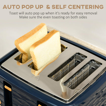Rapid Boil 1.7L Kettle and 4 Slice Toaster Set - Blue